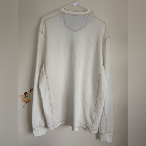 Eddie Bauer Sweatshirt Cream Henley Shirt Men’s Favourite Thermal Cotton Size L - Picture 3 of 12